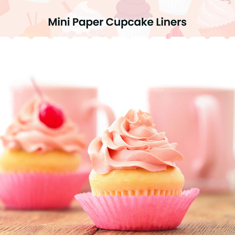 NUOMI 1 Inch Super Mini Cupcake papers Liners Baking Cups 1000 Pack Muffin Lining Wrappers, Pink - Image 5